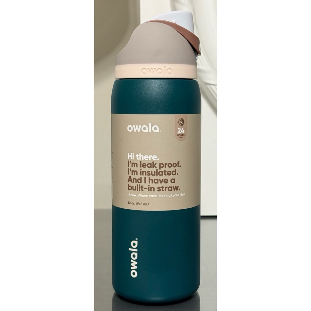 Owala FreeSip 32oz Stainless Steel‎ Water Bottle, SERENE EVERGREEN